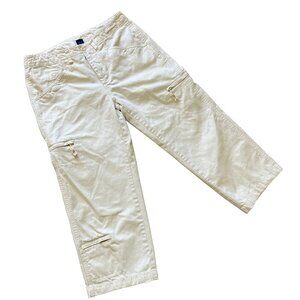BUM Equipment Utility Cargo Cropped Capri Pants Wide Leg Ivory Off-White Y2K